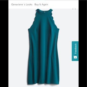 NWT Stitch Fix Dark Green Sleeveless Dress Scalloped High Neck Fortune + Ivy XS